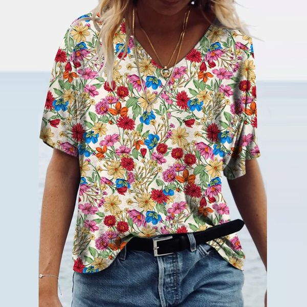 

3xl oversized women summer 2021 new vintage floral print t shirt loose plus size female cotton tee streetwear clothing, White