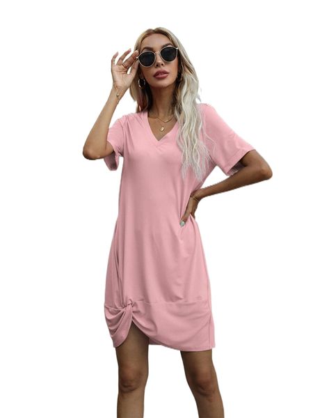 

twist front tee dress o0df#, Black;gray