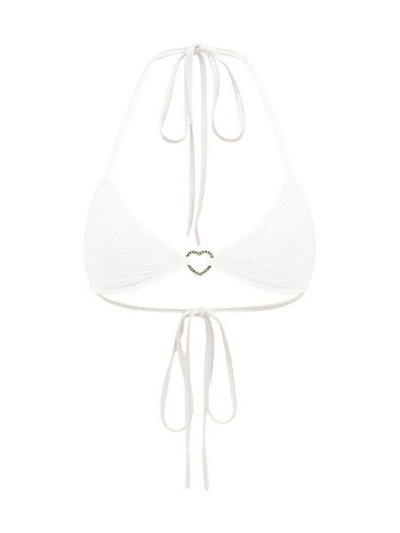 

rhinestone heart ring detail backless knot halter t59q#, White