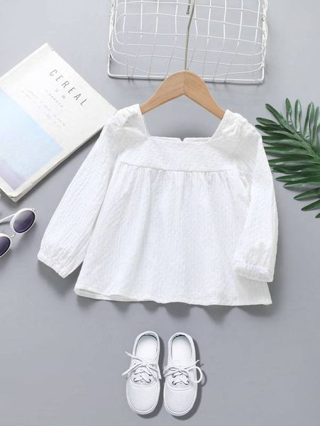 

toddler girls textured square neck blouse she, White;black