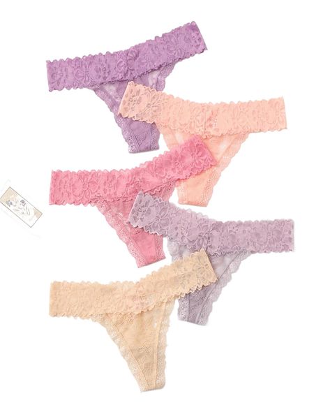 

5pack floral lace panty m2qn#, Black;red