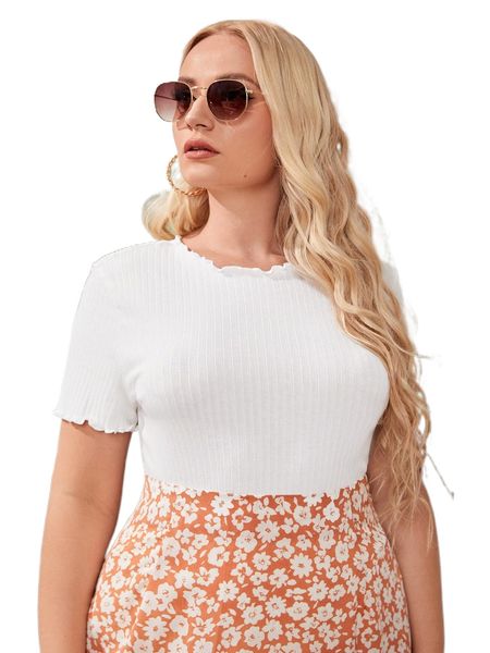 

plus lettuce trim rib-knit j3vu#, Black