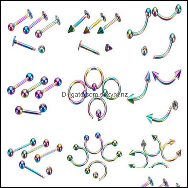 

navel bell button rings body jewelry fashion piercing lot stainless steel nose horseshoe lip tongue eyebr dh8sz, Silver