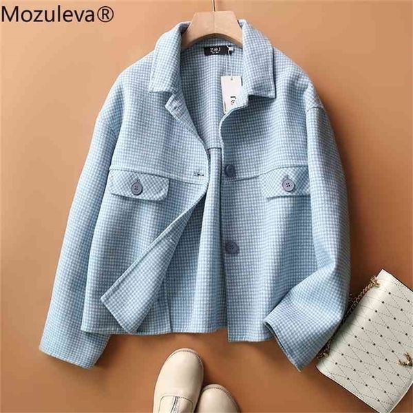 

double-sided plaid wool women's autumn and winter woolen coat women 210416, Tan;black