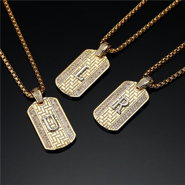 

europe and america ale yellow gold plated bling cz a-z letter necklace nice gift for men women, Silver