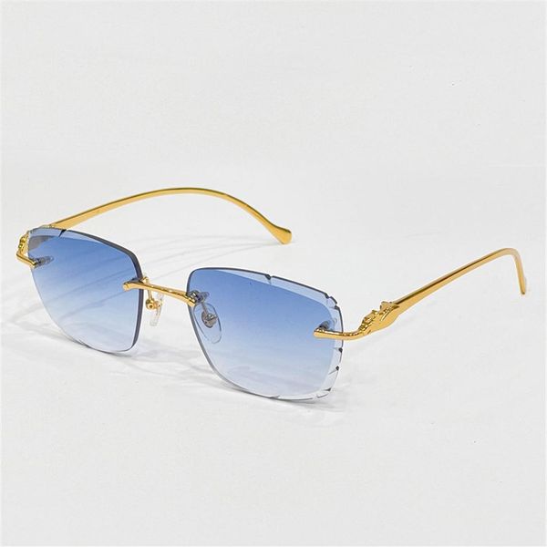 

luxury brand designer popular men sunglasses vintage retro diamond cut lens square rimless sun glasses gold mirror frame fashion z1976, White;black