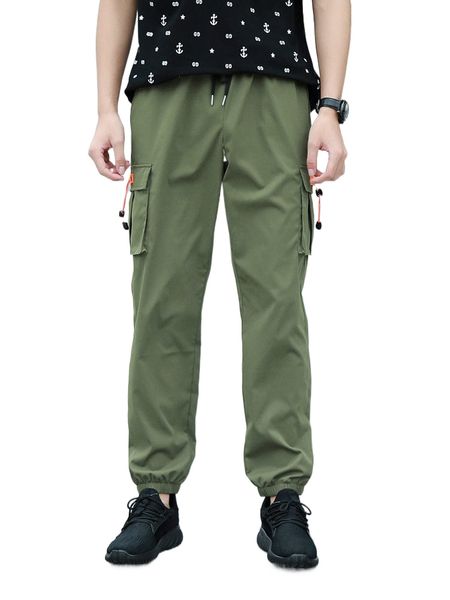 

men drawstring fold pleated cargo pants c0bm#, Black