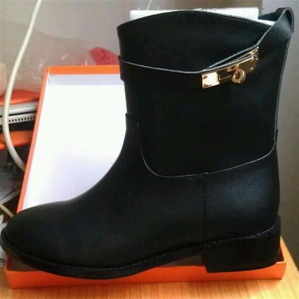 

fast delivery new fashion woman shoes buckle women's classic ankle boots original soft genuine leather 241d, Black