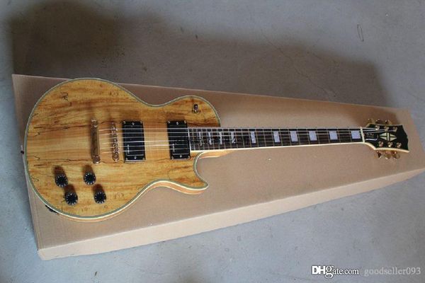 

wholesale lp custom signature solid wood natural color electric guitar with golden tuning keys guitar emg pickup lkjygf