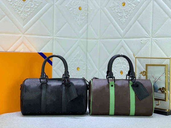 

3am46249 keepall bandouliere 25 mens shoulder messenger bag set print colorblock luxurys designer handbags man crossbody bags leather with c, Red;black