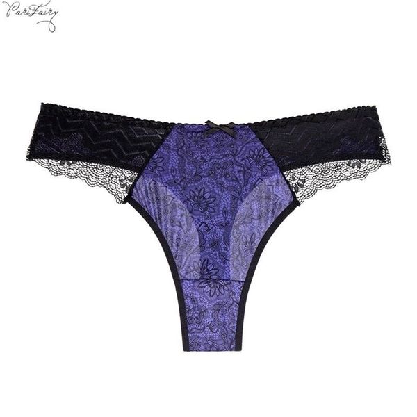 Parifairy Sexy Tangas für Frauen, große Spitzenschnur, 4XL, 5XL, plus weiblicher Blumendruck, kurzes, elastisches Höschen mit niedriger Taille, 220425