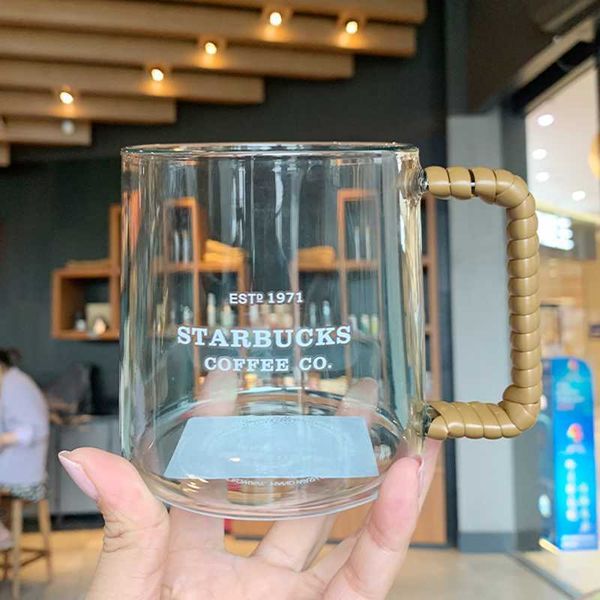 

starbucks cup 2021 new rattan handle korean style transparent glass high capacity coffeejpw7