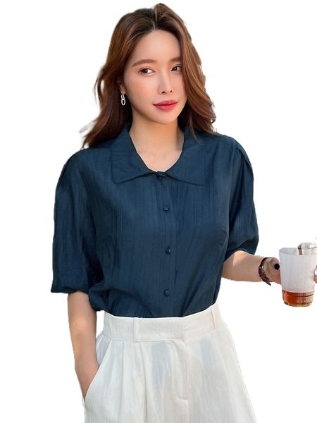 

dazy puff sleeve button front blouse v2pf#, White