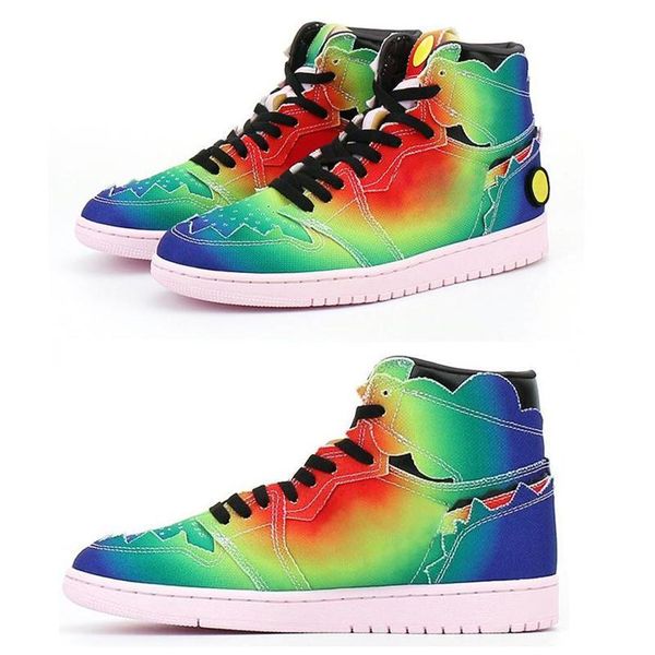 

selling j balvin 1s high og boots shoes jumpman 1 colores y vibras tie dye multi-color rainbow mens trainers sports sneakers2534, Black