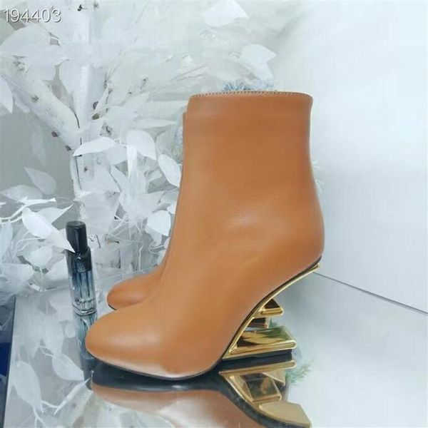 

f heels design women ankle boots 21ss genuien leather winter martin shoes wedding dress booties casual runway walking high sne351e, Black