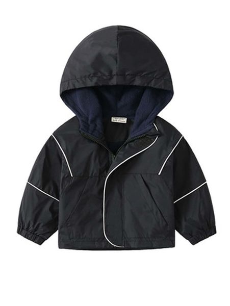 

toddler boys contrast piping hooded jacket she, Blue;gray