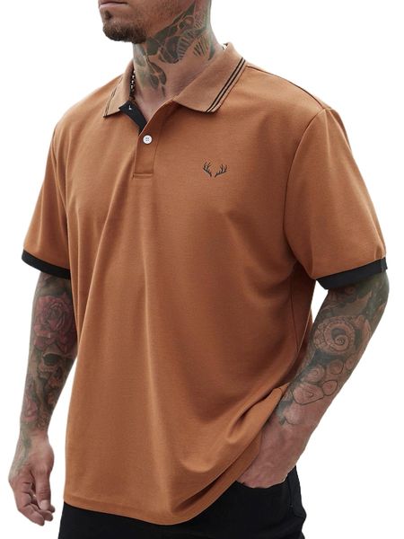 

extended sizes men antler print polo shirt 34iw#, White;black