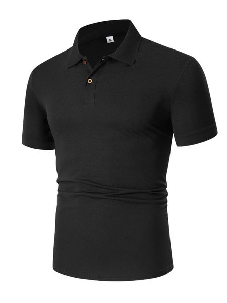 

men solid slit hem polo shirt j6gq#, White;black