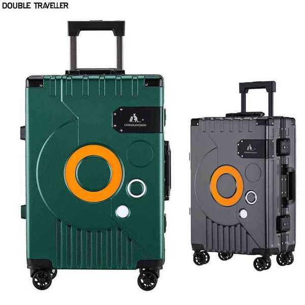 Nuovo telaio in alluminio Valigia da viaggio in pollici Trolley Fashion Universal Wheeltechnology Luxury '' Carry On Cabin Suitcase J220708 J220708