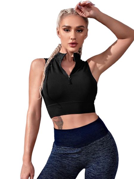 

half zip up sports tank z2cx#, Gray