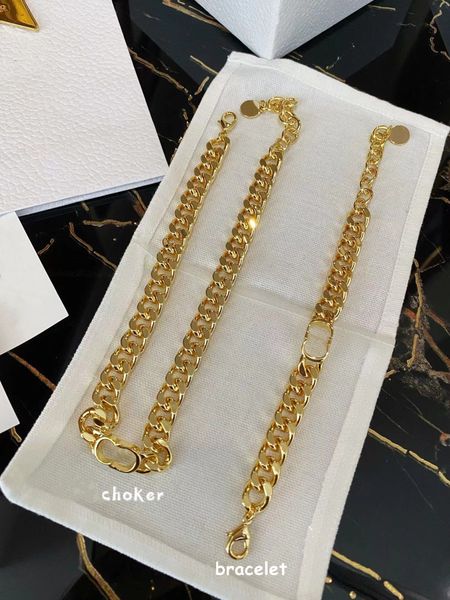 

women classic link chain bracelets designer female style monogram combination clavicle chain necklace, Black