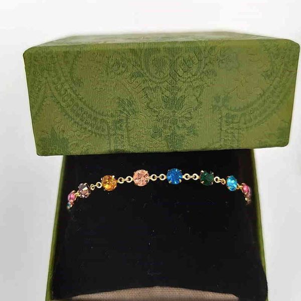 

colored diamond bracelet ins selling new vintage gold-plated bracelet women's double g letter niche designer brand g22ucci link chain j, Black