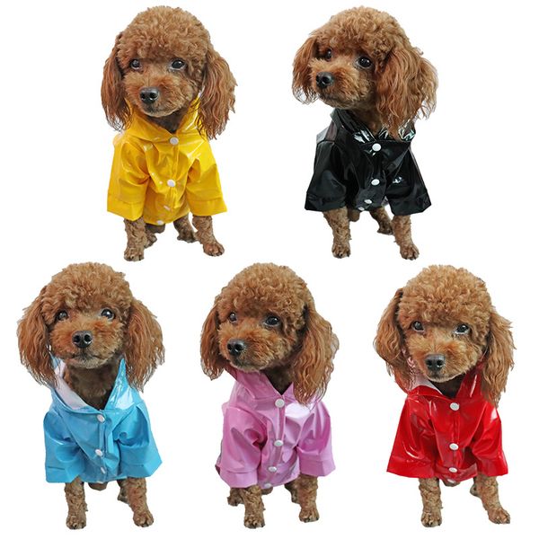 Filhote de cachorro ao ar livre Pet chuva Brasão S-XL com capuz Waterproof Jackets PU capa de chuva para cães gatos Roupa Vestuário Atacado