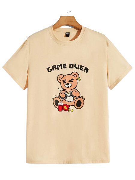 

men slogan & cartoon graphic tee p8yd#, White;black