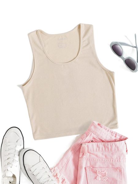 

solid scoop neck tank k8gp#, White