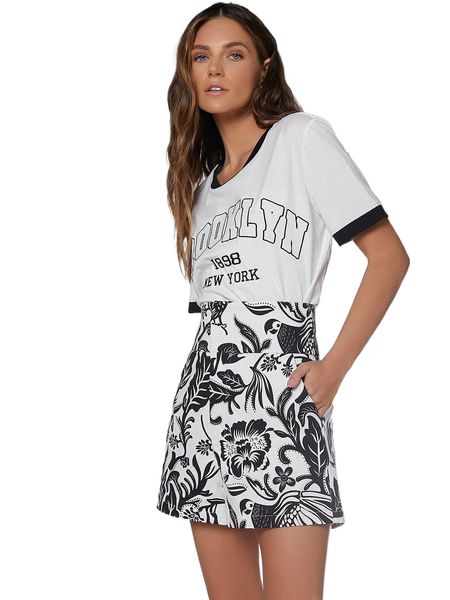 

botanical & parrot print wide waistband shorts g1va#, White;black