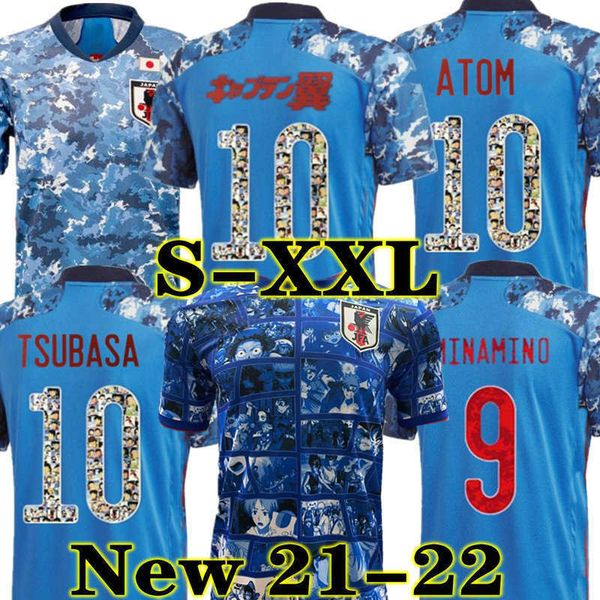 

men anime version 20 21 22 japan soccer jersey captain tsubasa japanese special edition home blue soccer shirt #10 atom 2021 2022 football, Black;yellow