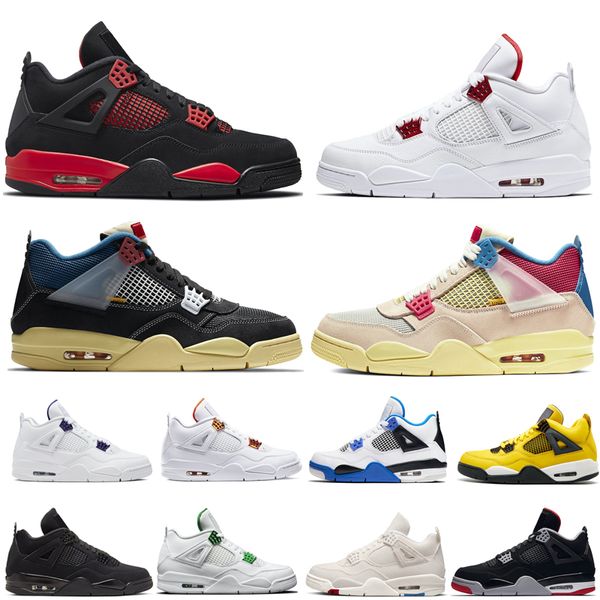 

good quality jumpman 4s basketball shoes man woman 4 red thunder black cat canvas bred motorsports white oreo university blue nice quality