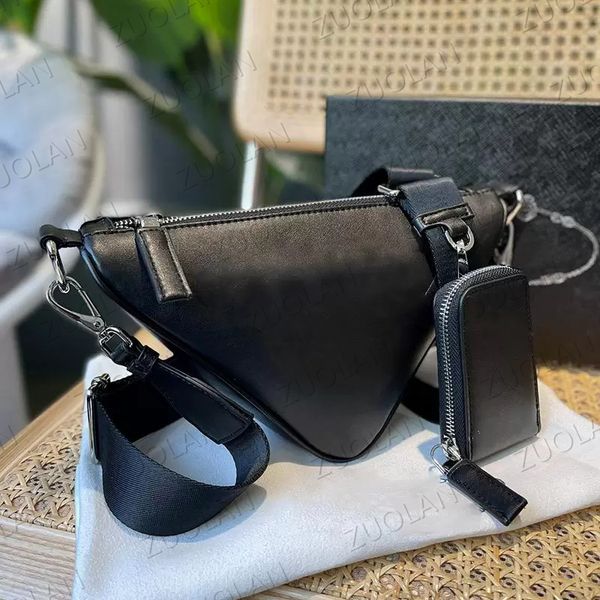 

women fashion shoulder bag 1b*d288 leather handbag triangle bags 2 pcs set with mini coin case wallet purse luxury designer crossbody