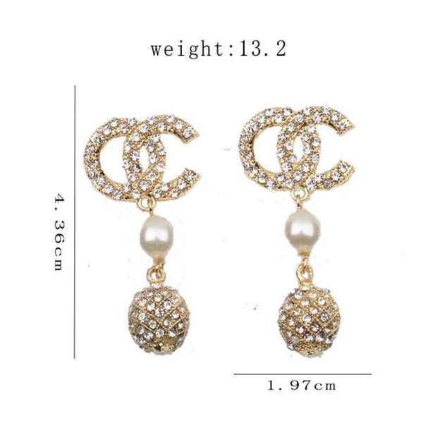 

charm stud earrings for womens fashion designer 18k gold plated 925 silver needle earring luxury inlay diamond pearl 206e, Golden;silver