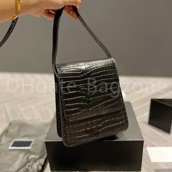 

r cross body bag ladies fashion shoulder bag crocodile pattern solid color frosted retro all match hardware