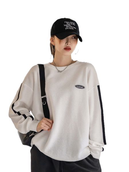 

dazy letter graphic drop shoulder sweatshirt w47r#, Black