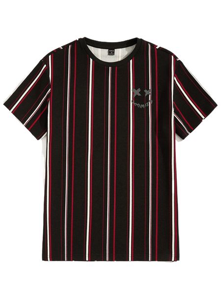 

men cartoon and striped print tee l3uy#, White;black