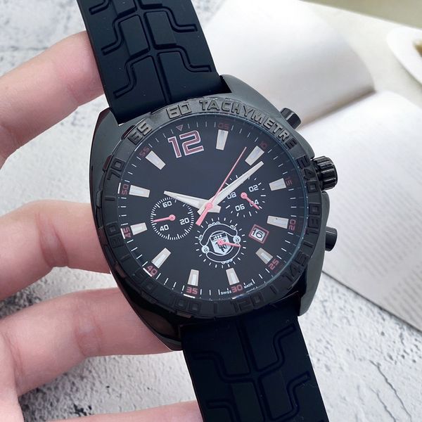 

2022 new luxury mens watches all dials working quartz watch brand chronograph clock rubber belt fashion accessories montre six needle work, Slivery;brown