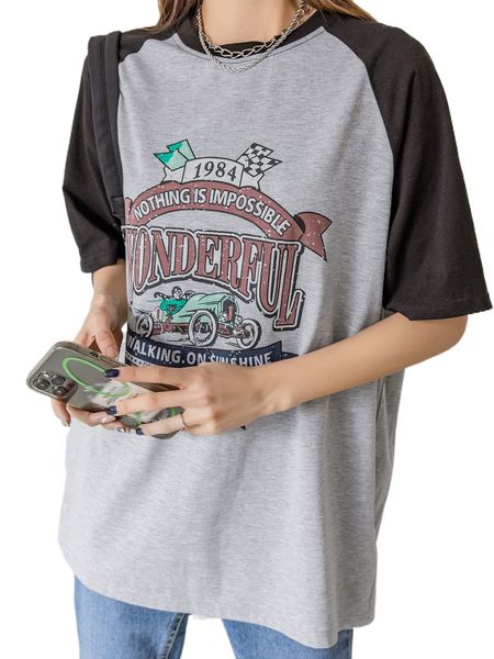 

dazy letter graphic raglan sleeve tee w6qd#, White