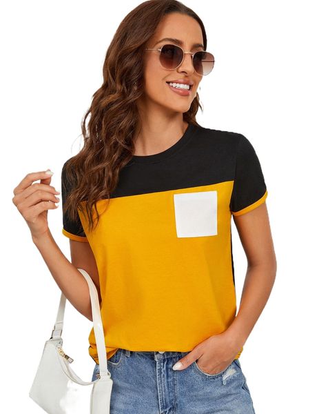 

colorblock patched pocket tee u2pv#, White