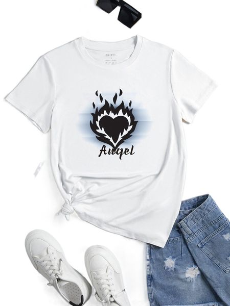 

heart & letter graphic tee s8hi#, White