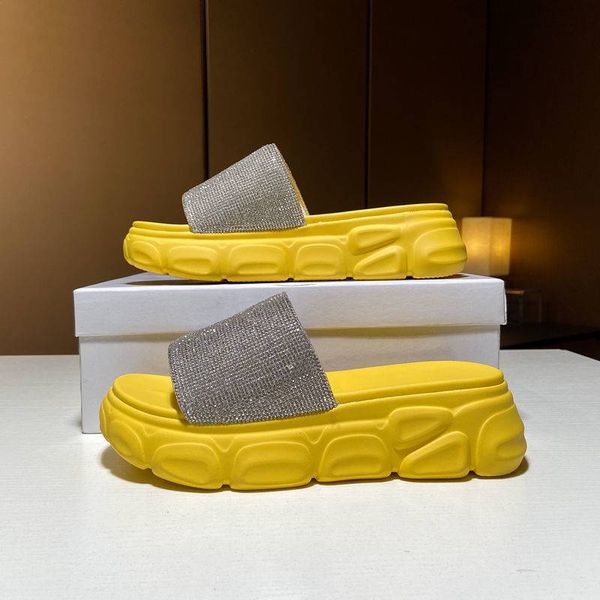 

thick bottom rhinestone slippers women's fashion versatile wear comfortable non-slip height shopping casual sandals, Black