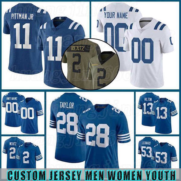 

2 carson wentz custom men 28 jonathan taylor football michael pittman jr darius leonard jerseys quenton nelson peyton manning edgerrin james, Black