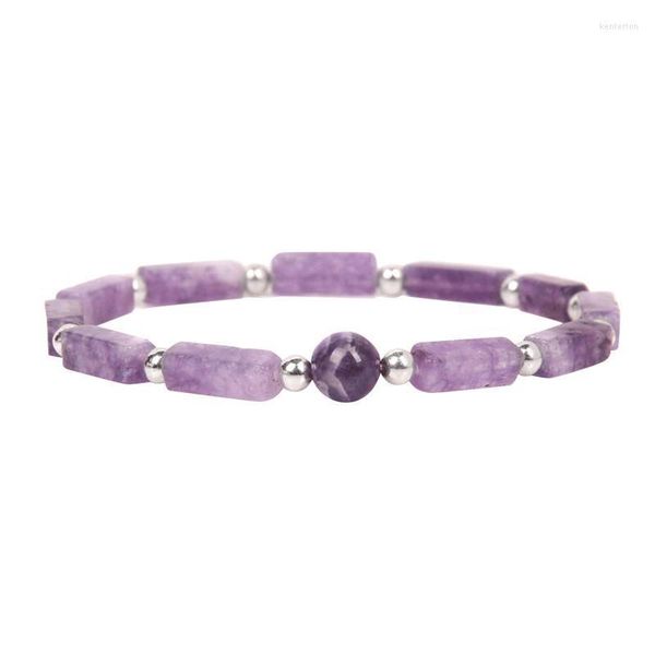 Armreif Amethyst Körperreinigung Abnehmen Magnetisches Natürliches Armband Antis Müdigkeit Edelstein Chakra Stretch Gold Prom Halskette Armreif Kent22