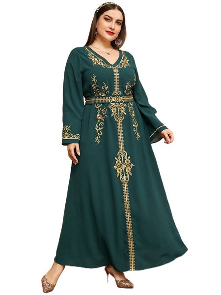 

plus floral embroidery belted maxi dress a61d#, Black