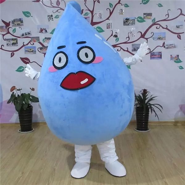 Performance Blue Water Drop Mascot Costumes Halloween Fancy Party Dress Personaggio dei cartoni animati Carnevale Natale Pasqua Pubblicità Festa di compleanno Costume Outfit