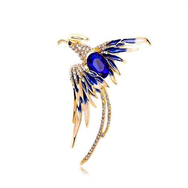 

crystal phoenix bird brooches for women men 5-color enamel flying beauty bird party office brooch pin gifts gc1475, Gray