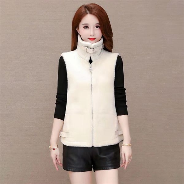 

women's vests winter fashion celebrity mink fur grass vest temperament lapel women's jacket 9hcm, Black;white