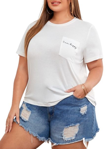 

plus slogan graphic patch pocket tee k9ja#, Black