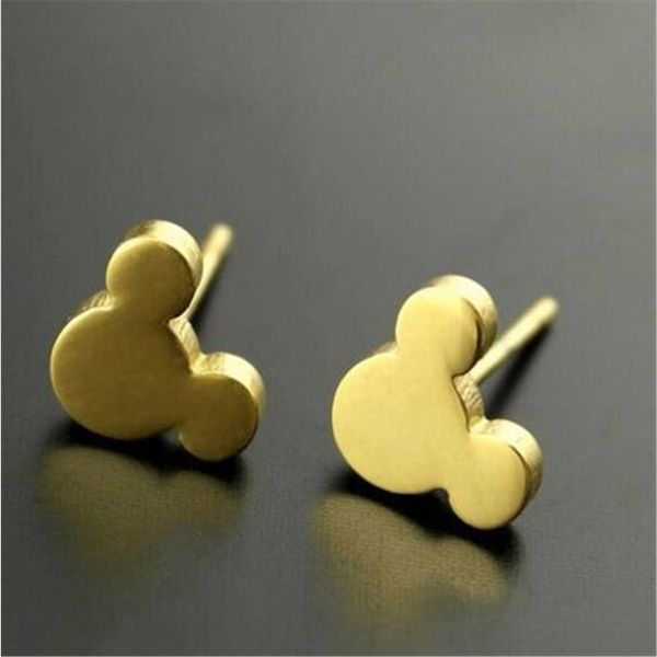 

european and american new mouse ear stud as a gift for friends, Golden;silver